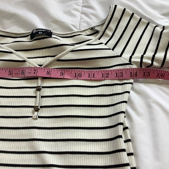 Popular 21 Two Piece Ribbed Skirt and Top Black White Striped Size M - Picture 6 of 8